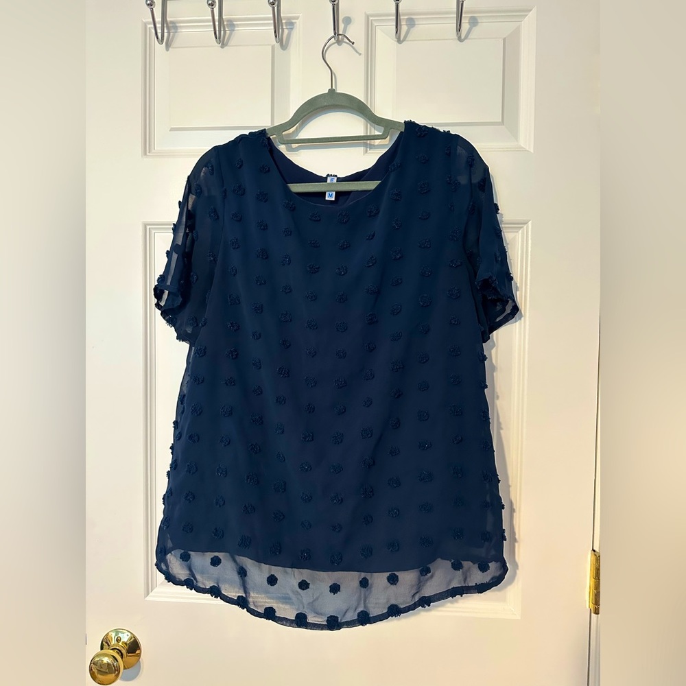 Navy Blouse Polka Dots